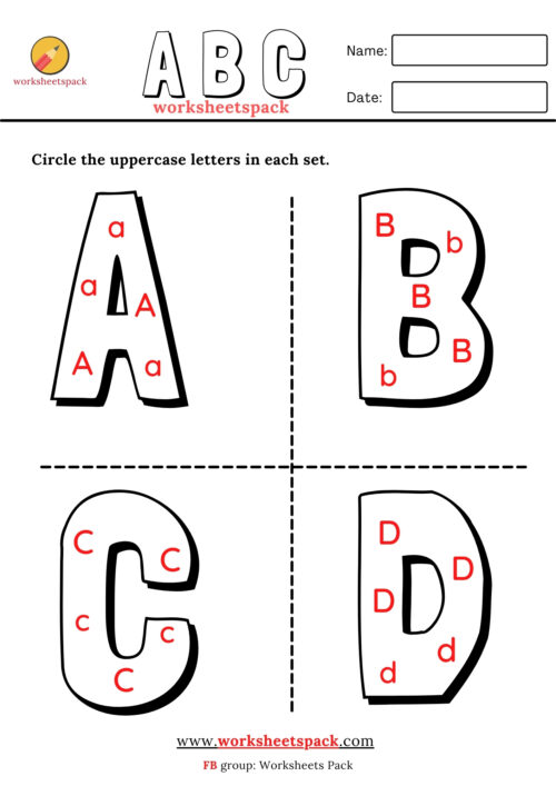 Find and circle the uppercase letters worksheets - worksheetspack