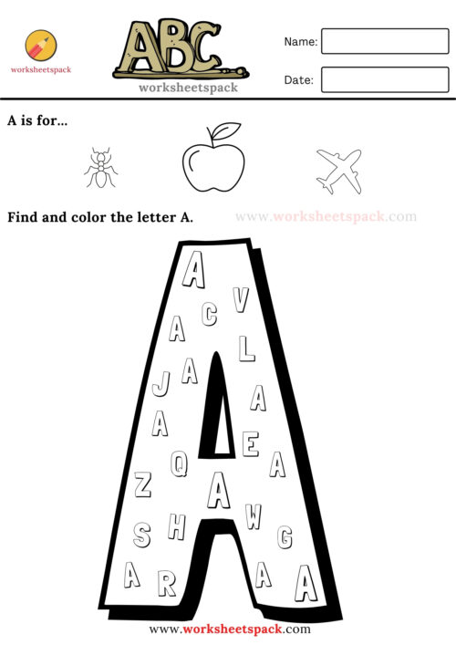 Find the letter worksheets pack (26 pages) - worksheetspack