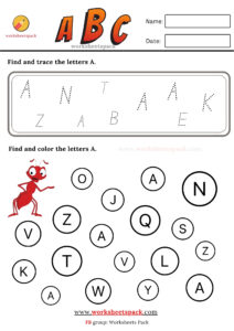 Trace and color the alphabet A-Z worksheets pack