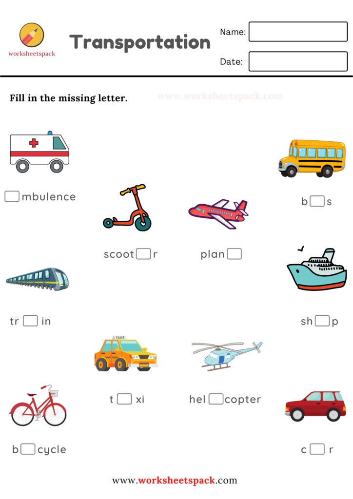 Transportation Worksheets Pack For Kids Worksheetspack