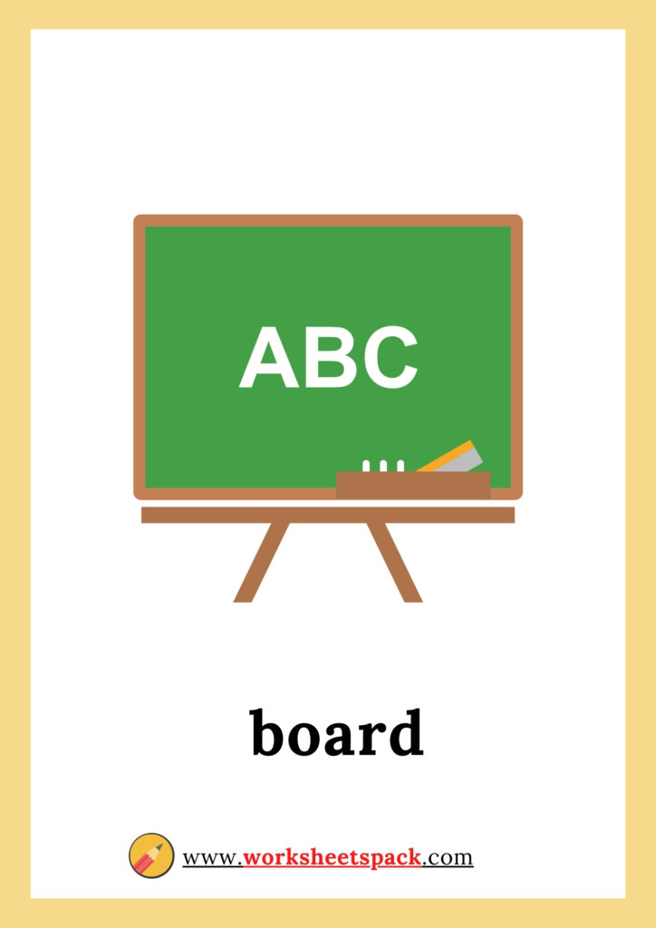 Printable classroom objects flashcards PDF