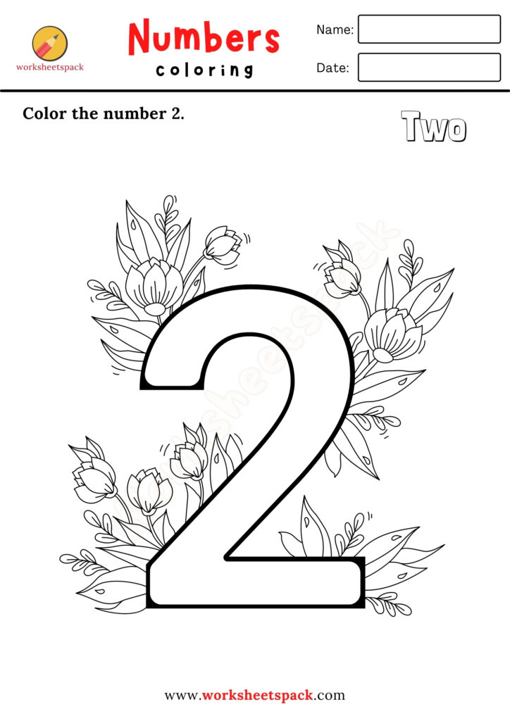COLOR THE NUMBERS 1-5 WORKSHEETS FOR TODDLERS