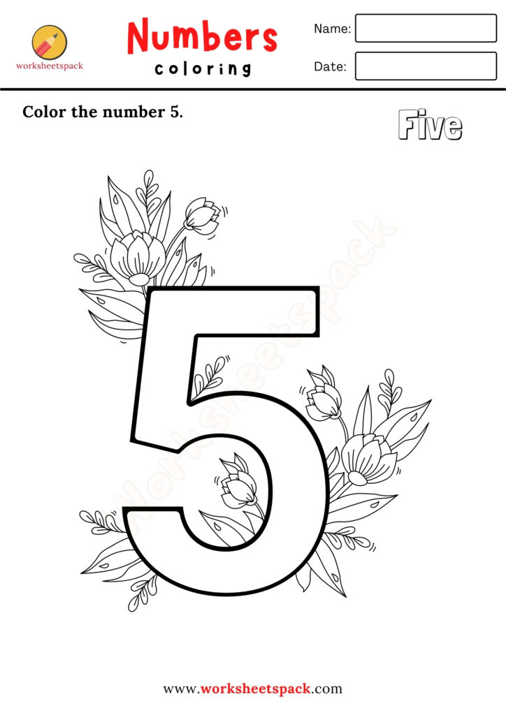COLOR THE NUMBERS 1-5 WORKSHEETS FOR TODDLERS