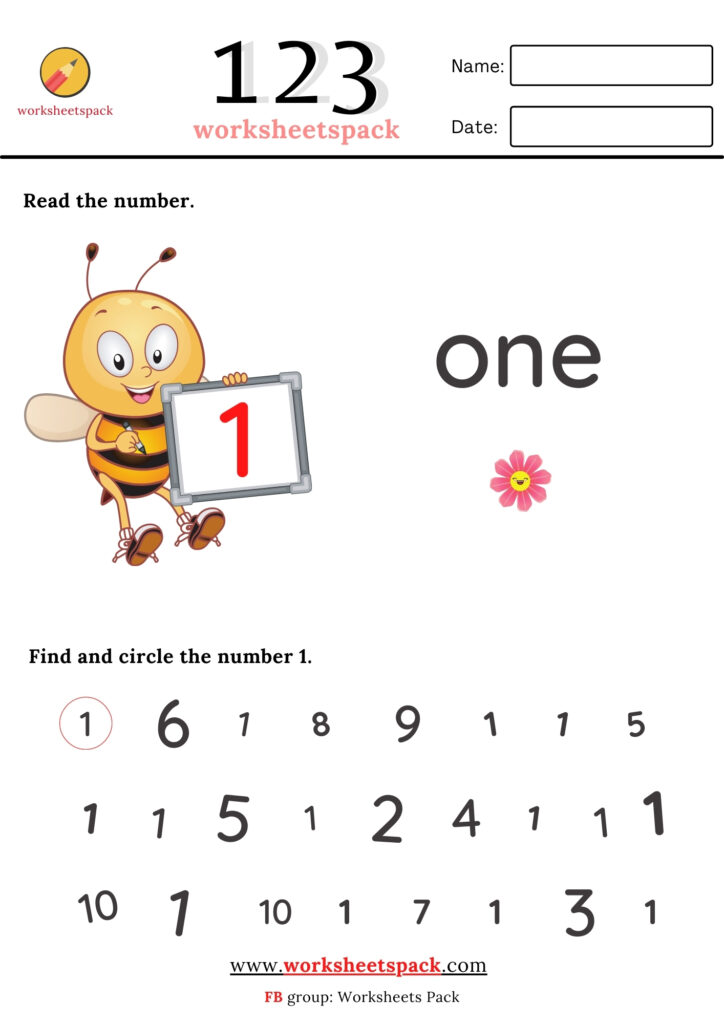 Free number recognition worksheets 1-10