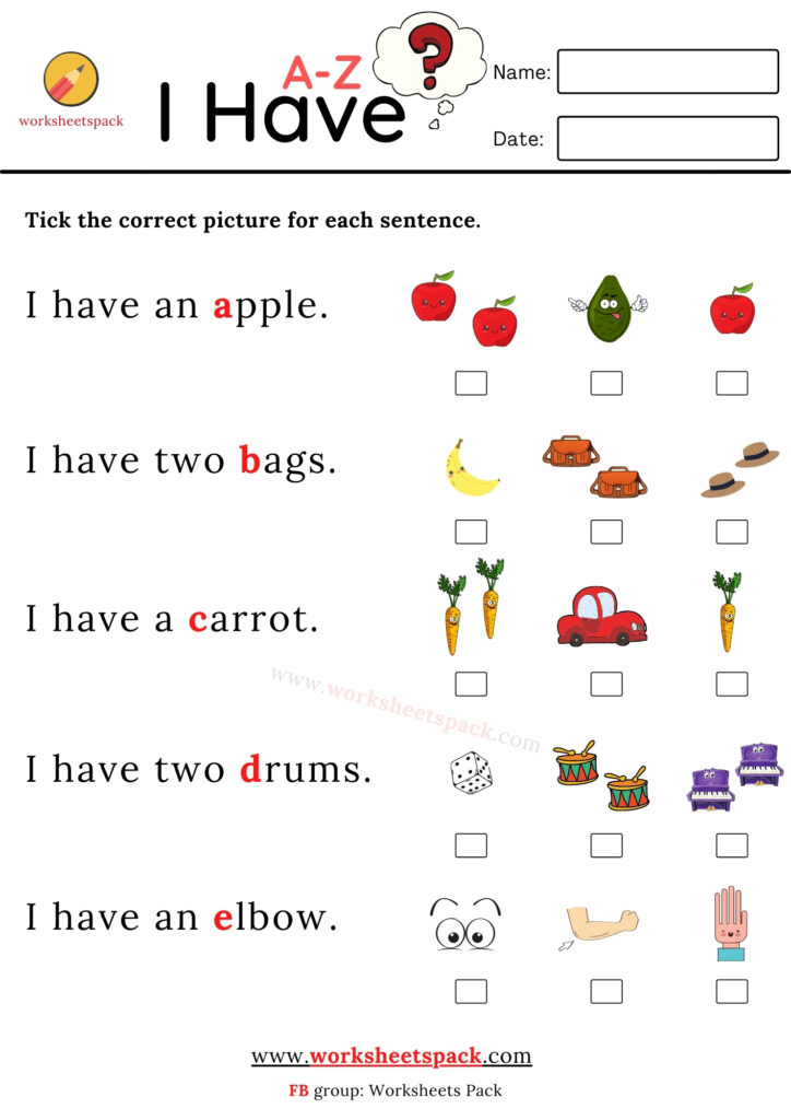 A-Z reading sentences worksheets pdf