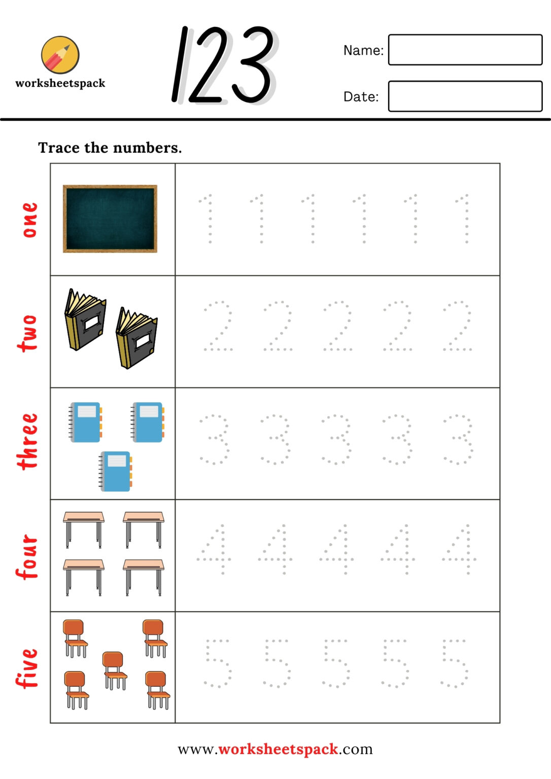 free number recognition worksheets 1 10