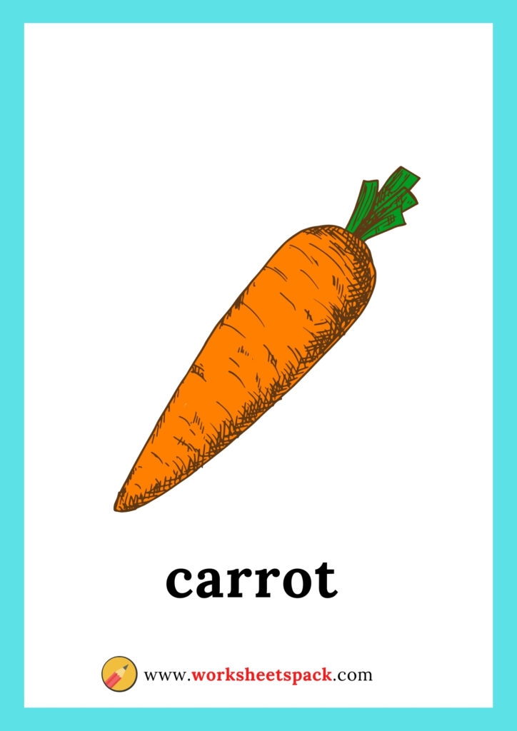 Vegetables flashcards for kids