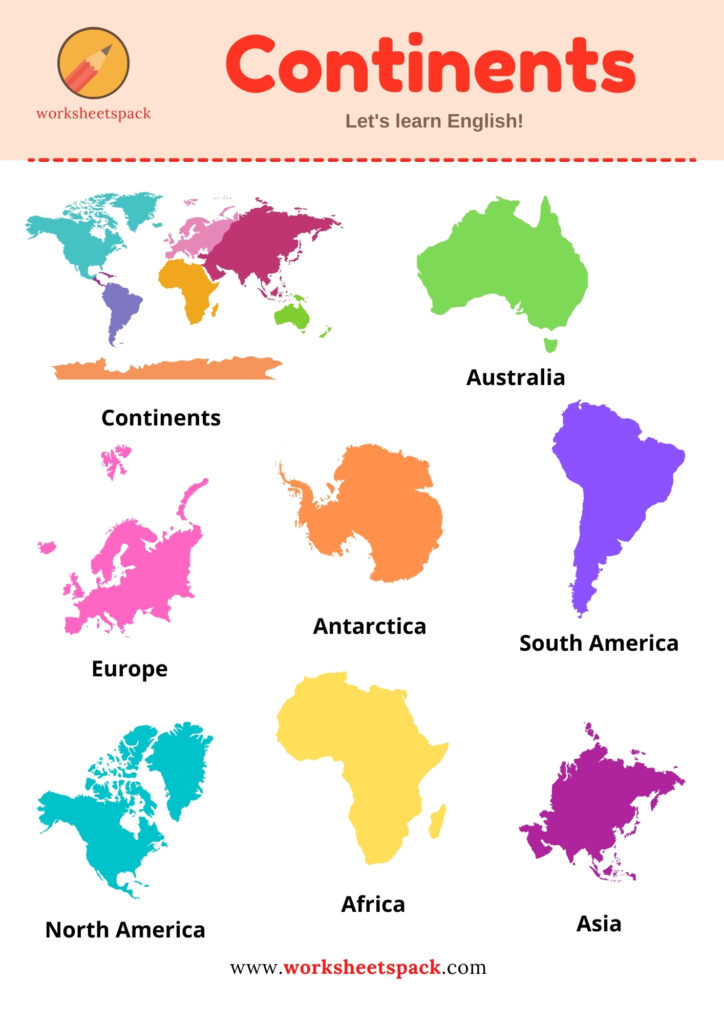 7 continents vocabulary with pictures