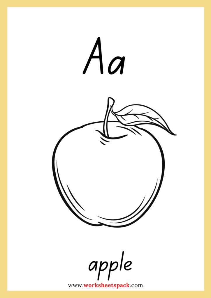 Alphabet food coloring worksheets A-Z