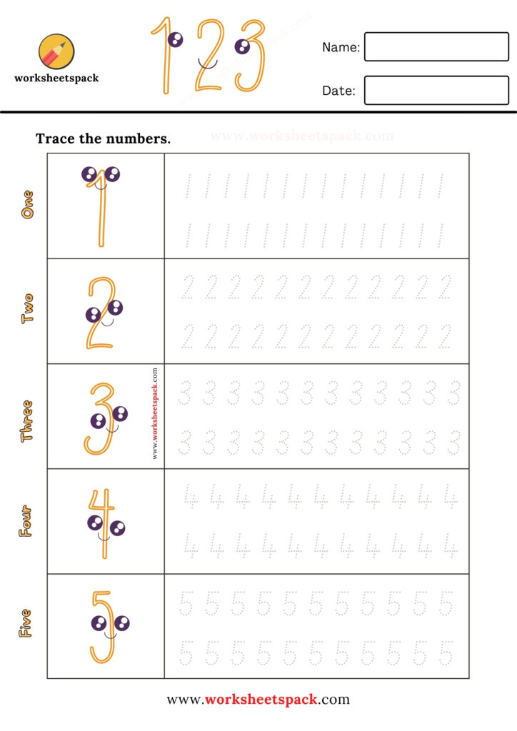 Number Tracing Worksheets 1 50 Worksheetspack