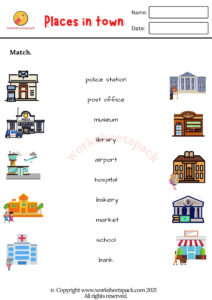 Places in Town Worksheets - worksheetspack