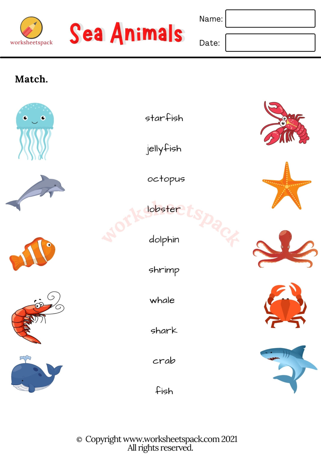 Free Printable Sea Animals Worksheets - worksheetspack