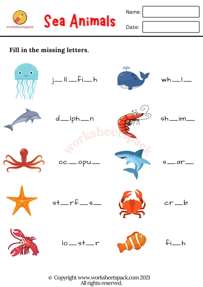 Free Printable Sea Animals Worksheets - worksheetspack