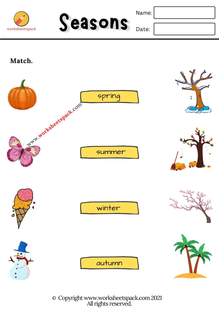 Seasons Worksheets for Kids - worksheetspack