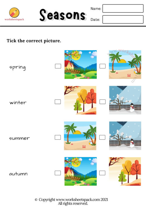 Seasons Worksheets for Kids - worksheetspack