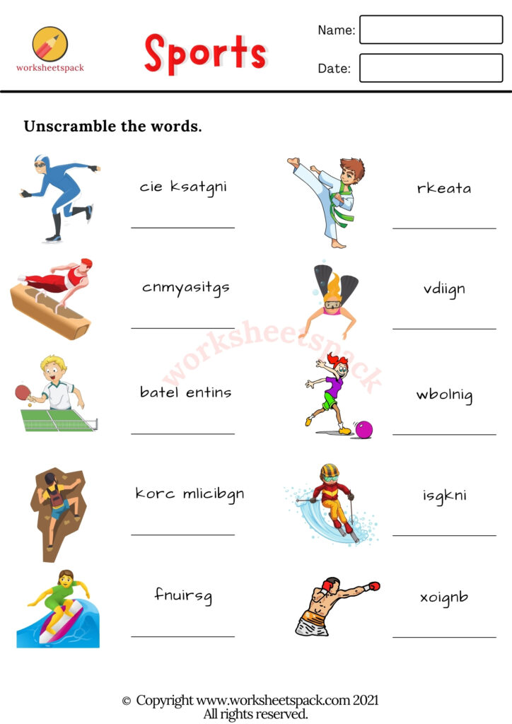 ESL free printable sports worksheets pack