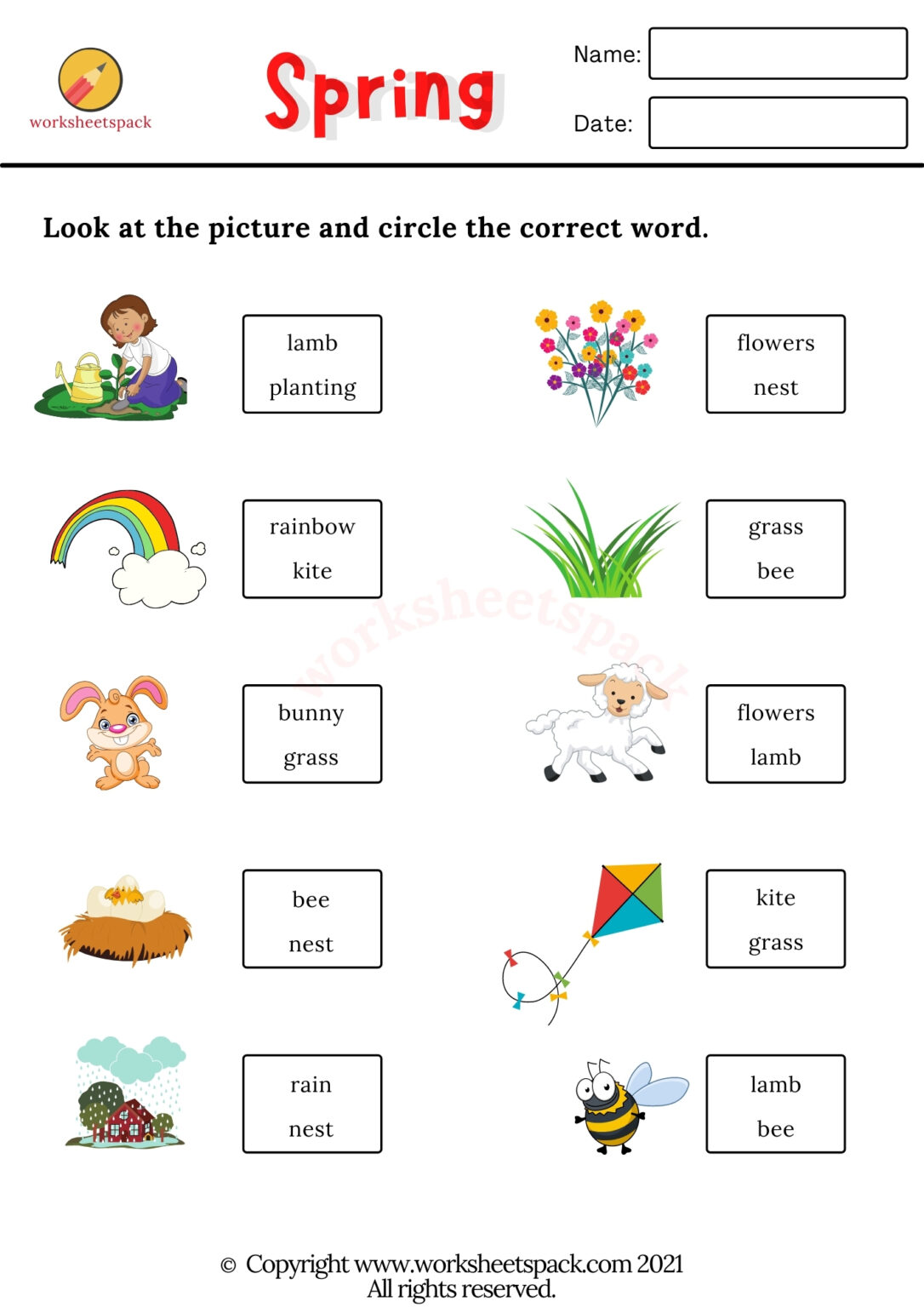 Spring Worksheets PDF - worksheetspack