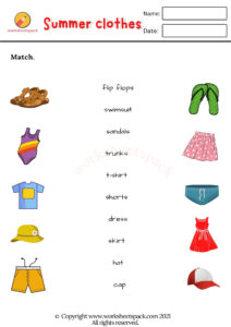 Summer clothes worksheets - worksheetspack