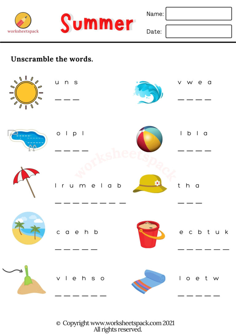 Free Summer Worksheets - worksheetspack