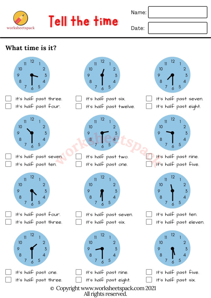 TELL THE TIME WORKSHEETS