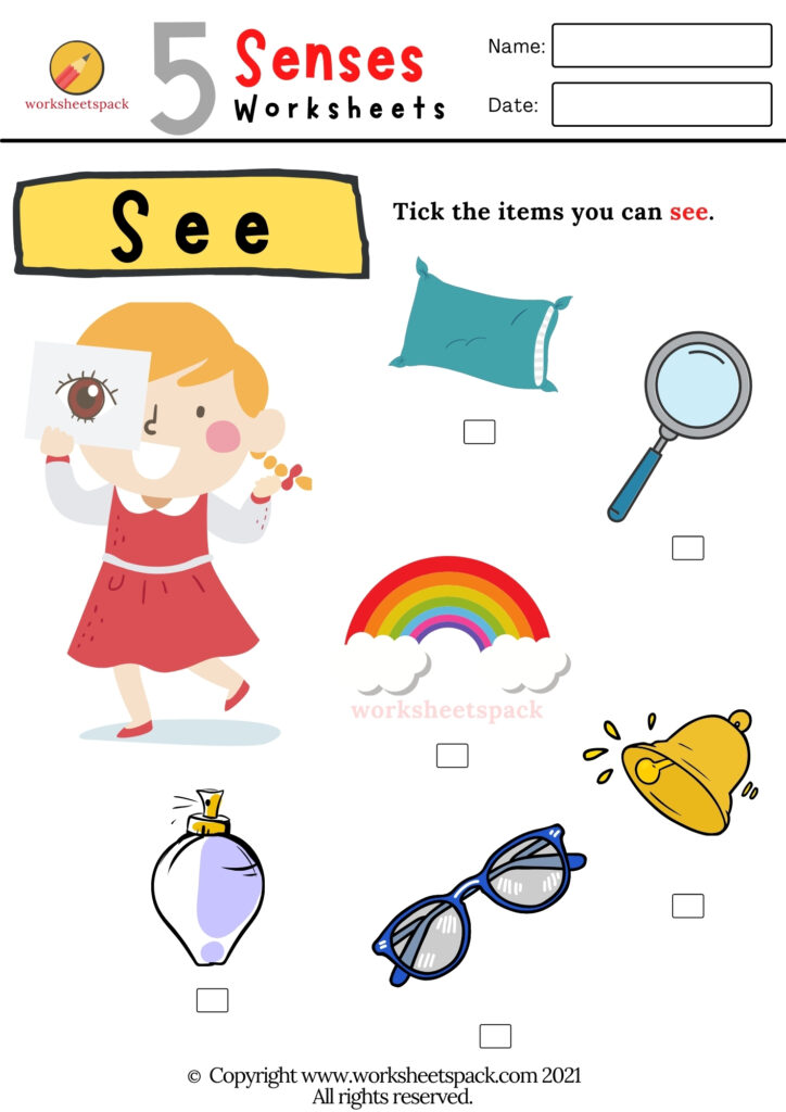 ESL 5 senses worksheets PDF