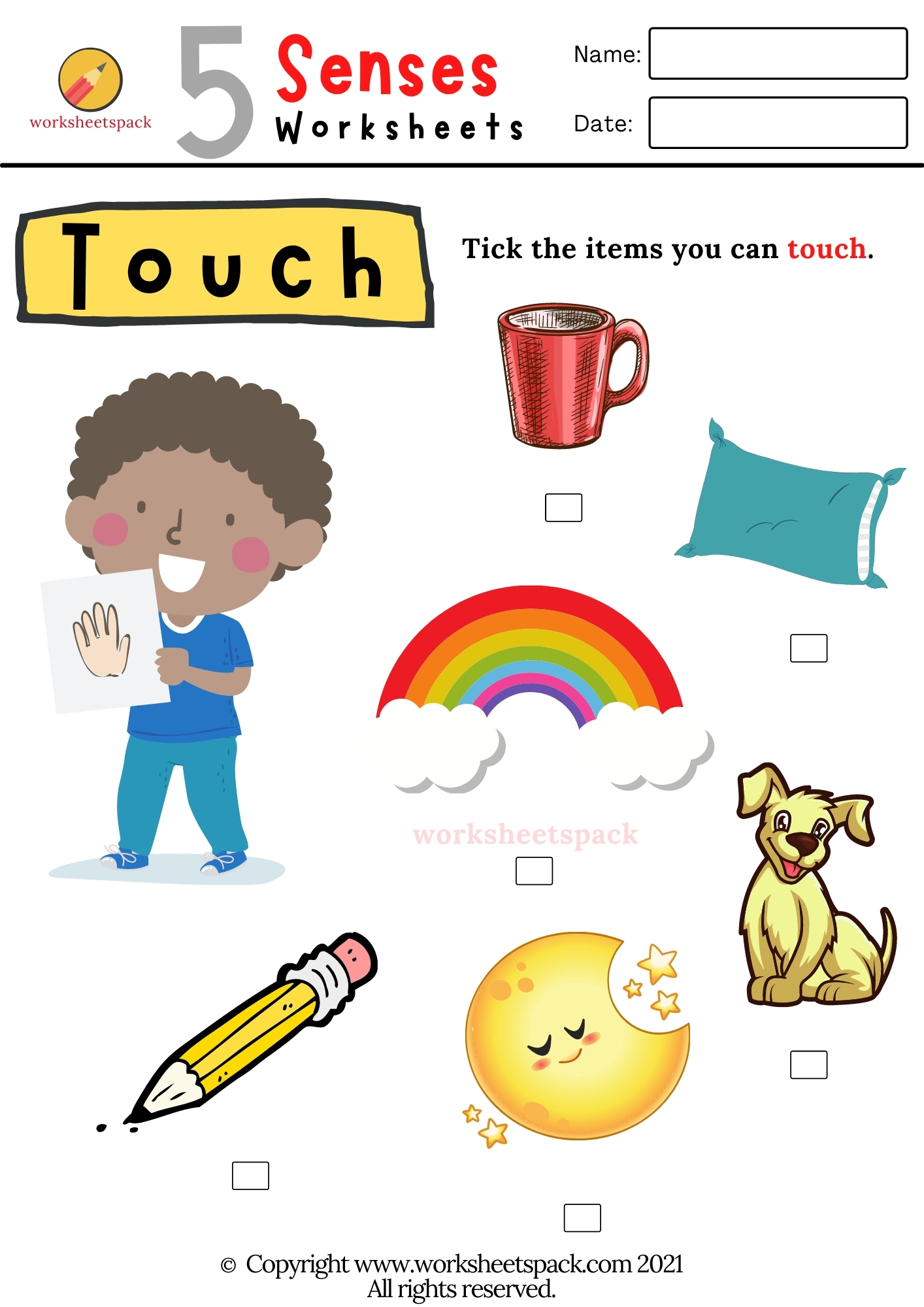 The 5 senses worksheets - worksheetspack