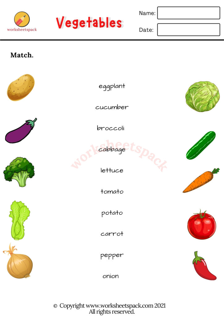 ESL vegetables worksheets pack