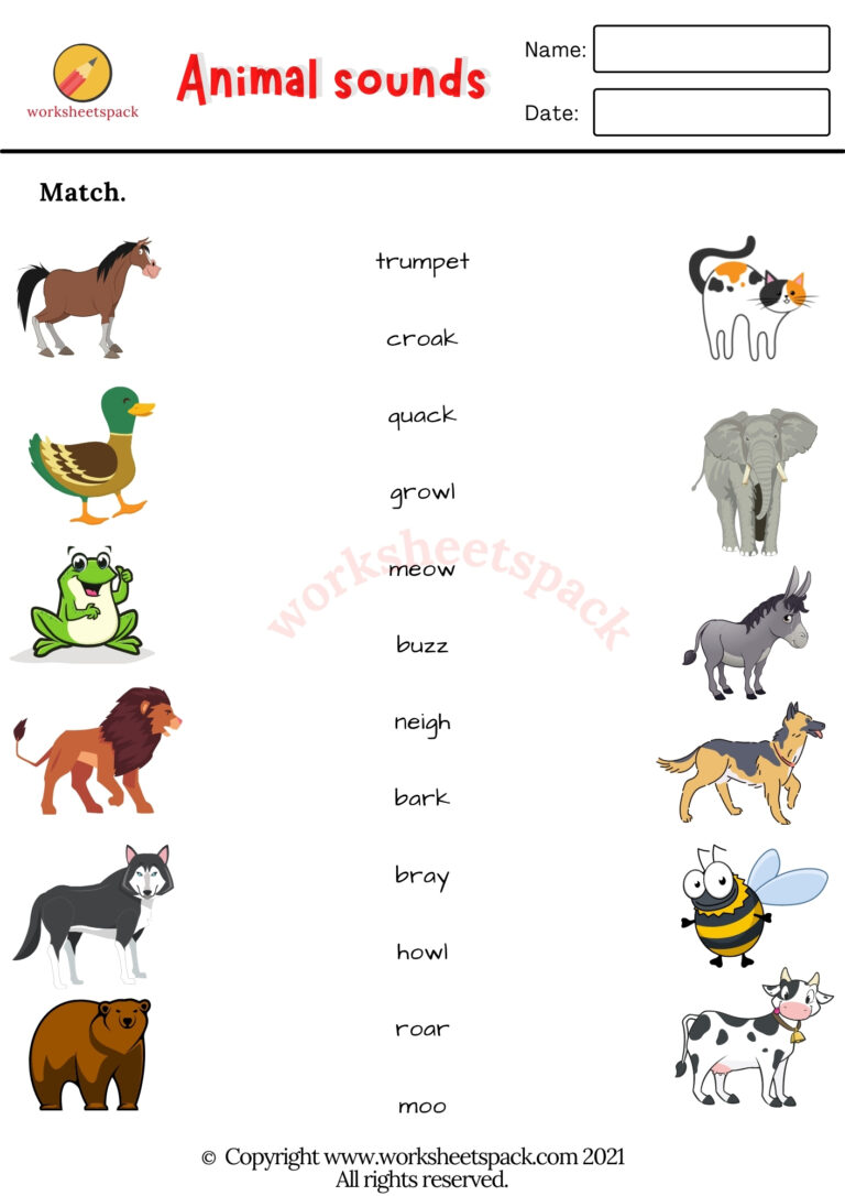 Free Animal Sounds Worksheets - worksheetspack