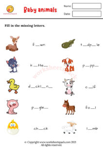 Baby Animals Worksheets PDF - worksheetspack