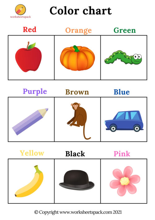 Color Chart for Kids - worksheetspack