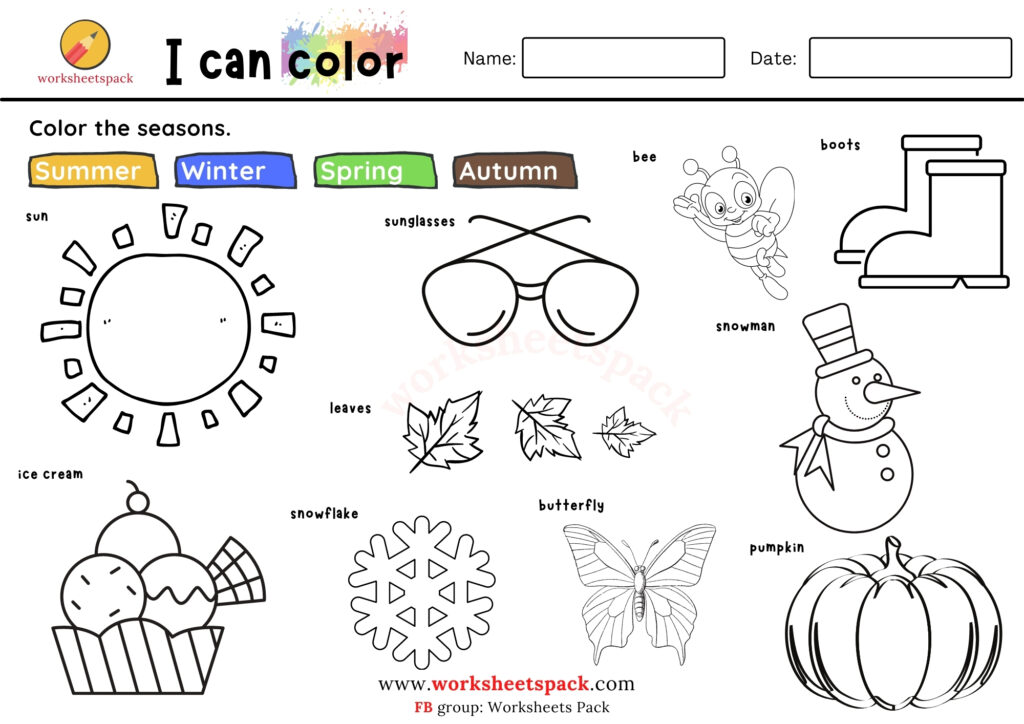 FREE 4 SEASONS COLORING PAGES 