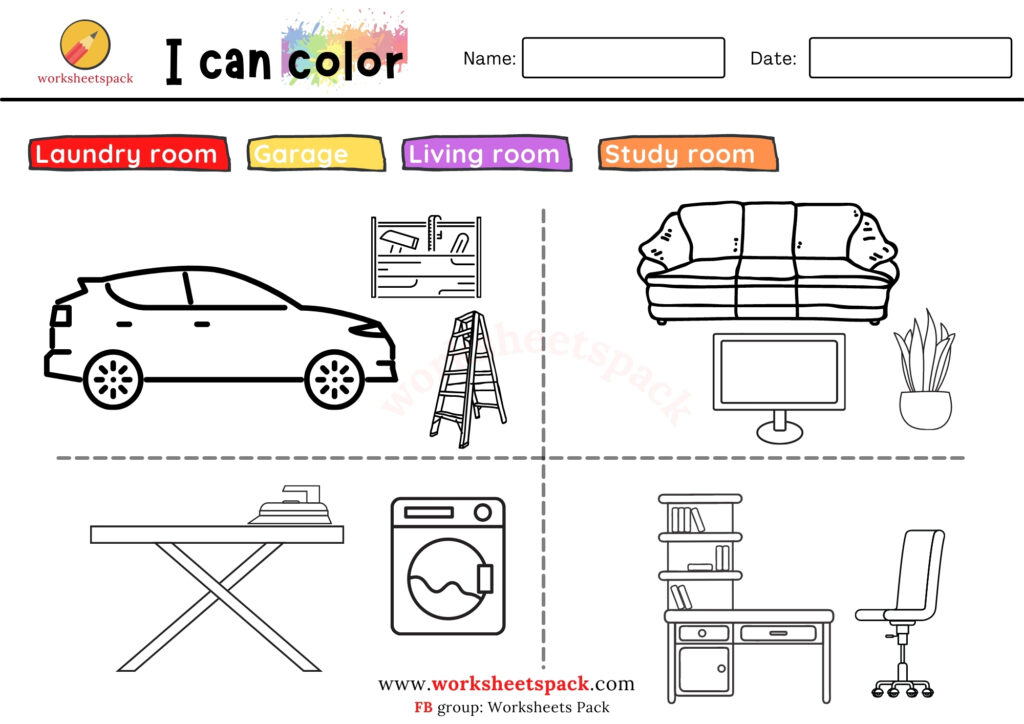PRINTABLE ROOMS IN A HOUSE COLORING PAGES