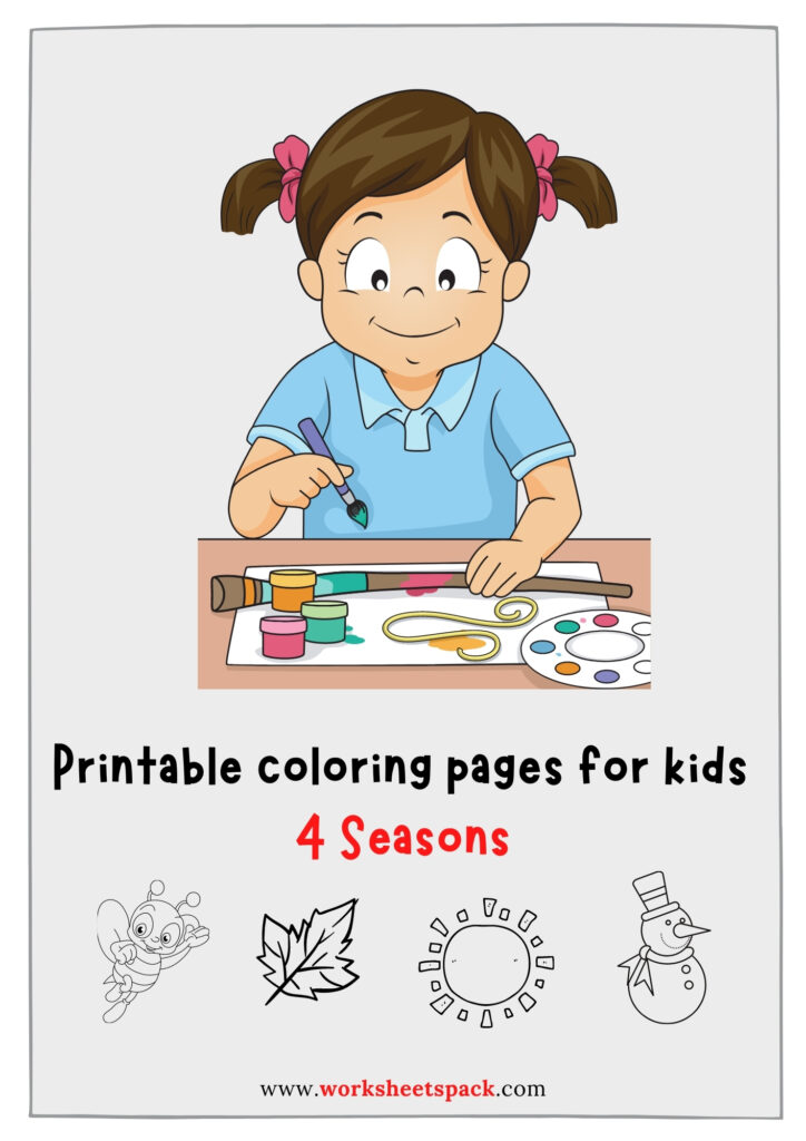 Free printable 4 seasons coloring pages PDF