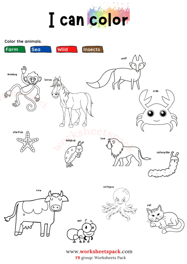 Free printable animals coloring pages