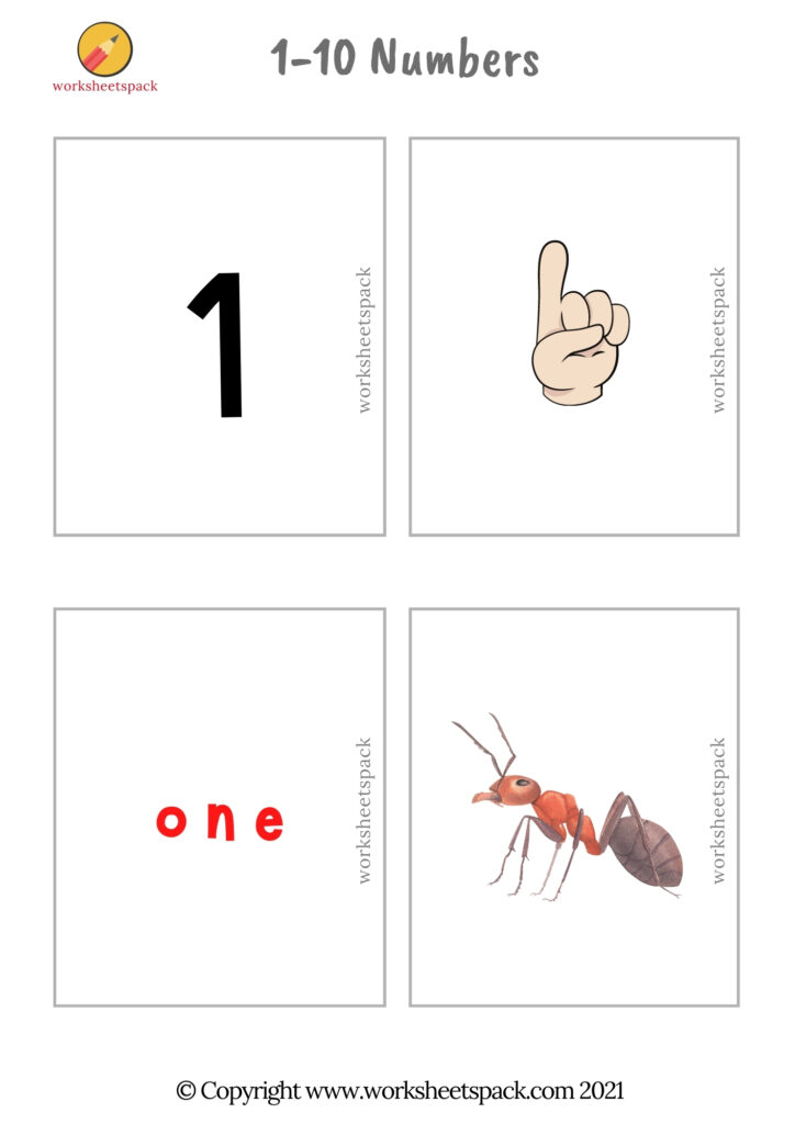 Free number cards 1-10 with pictures PDF