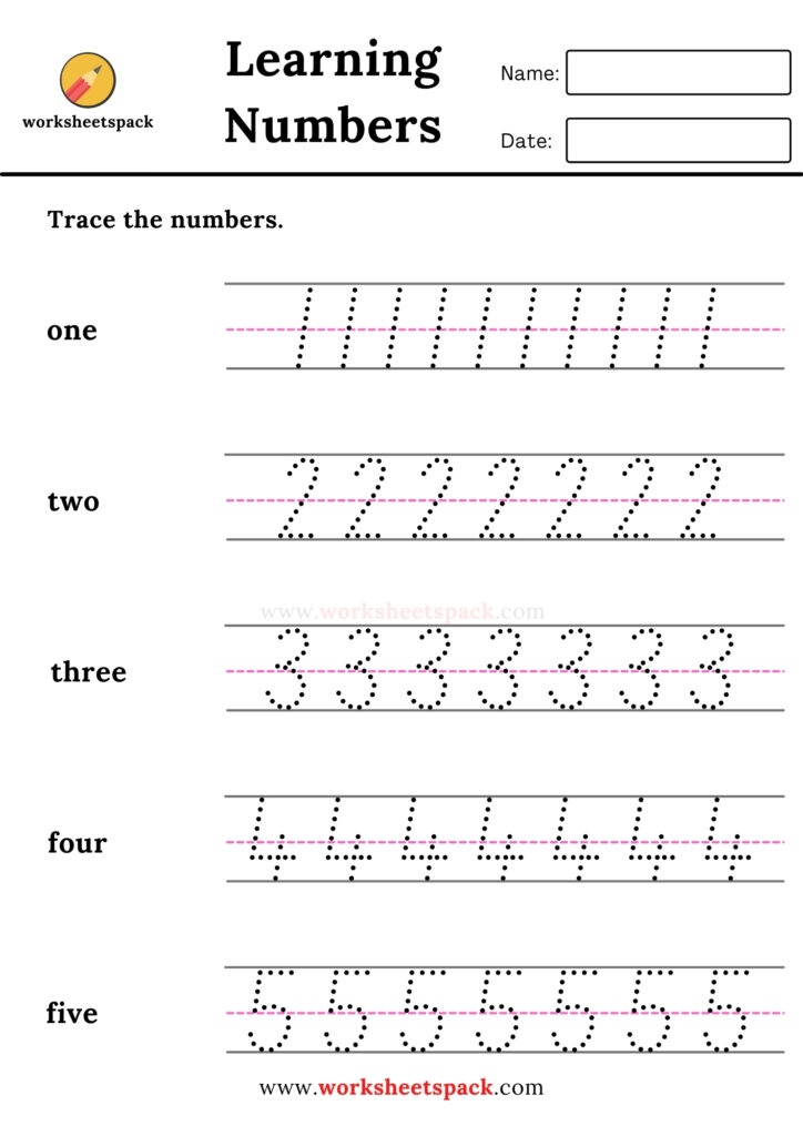 NUMBERS 1-50 TRACING WORKSHEETS PACK