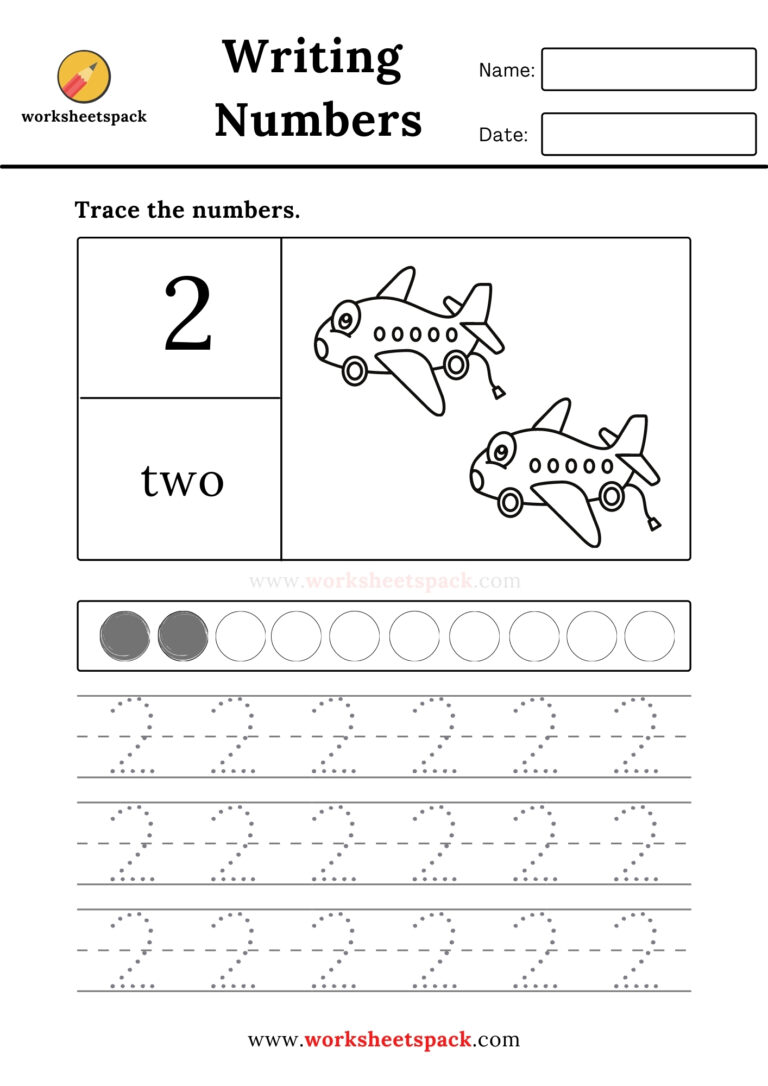 Preschool number tracing sheets 1 to 10 - worksheetspack