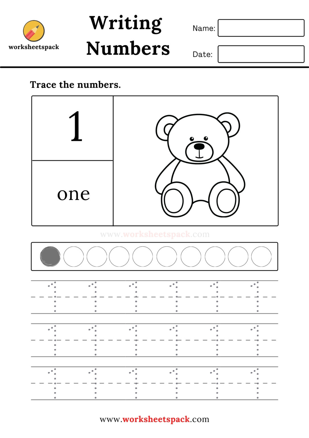 number 1 to 10 worksheets for preschool