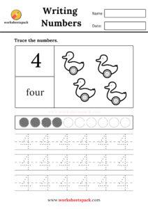 Preschool number tracing sheets 1 to 10 - worksheetspack