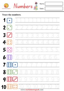 1-10 Printable tracing numbers worksheets PDF