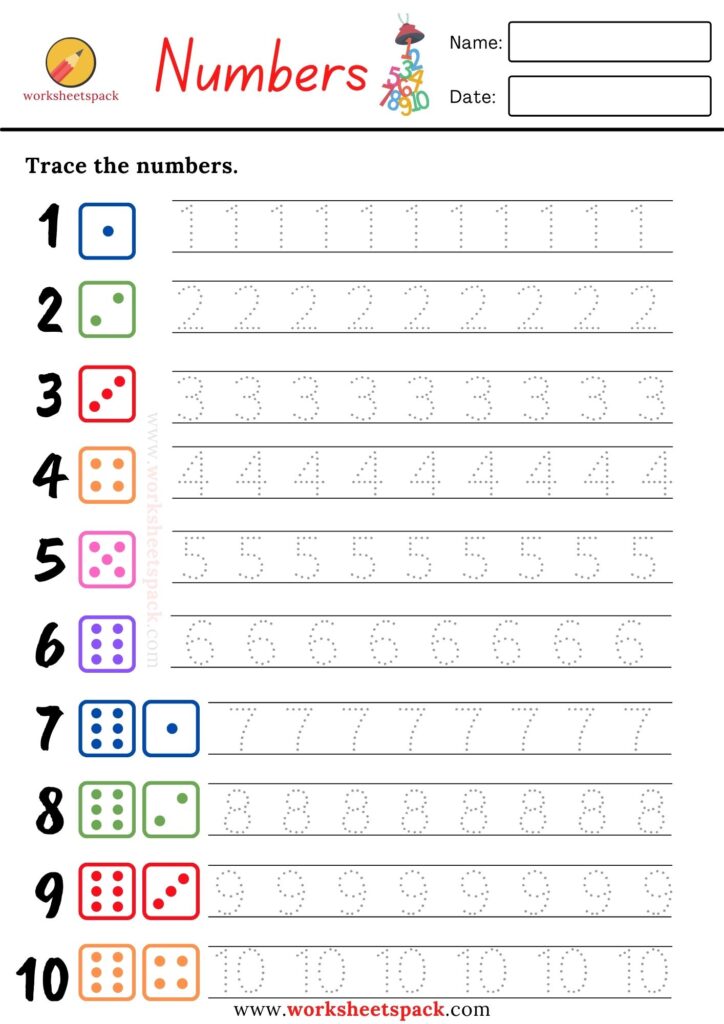 Printable Tracing Numbers Worksheets Worksheetspack