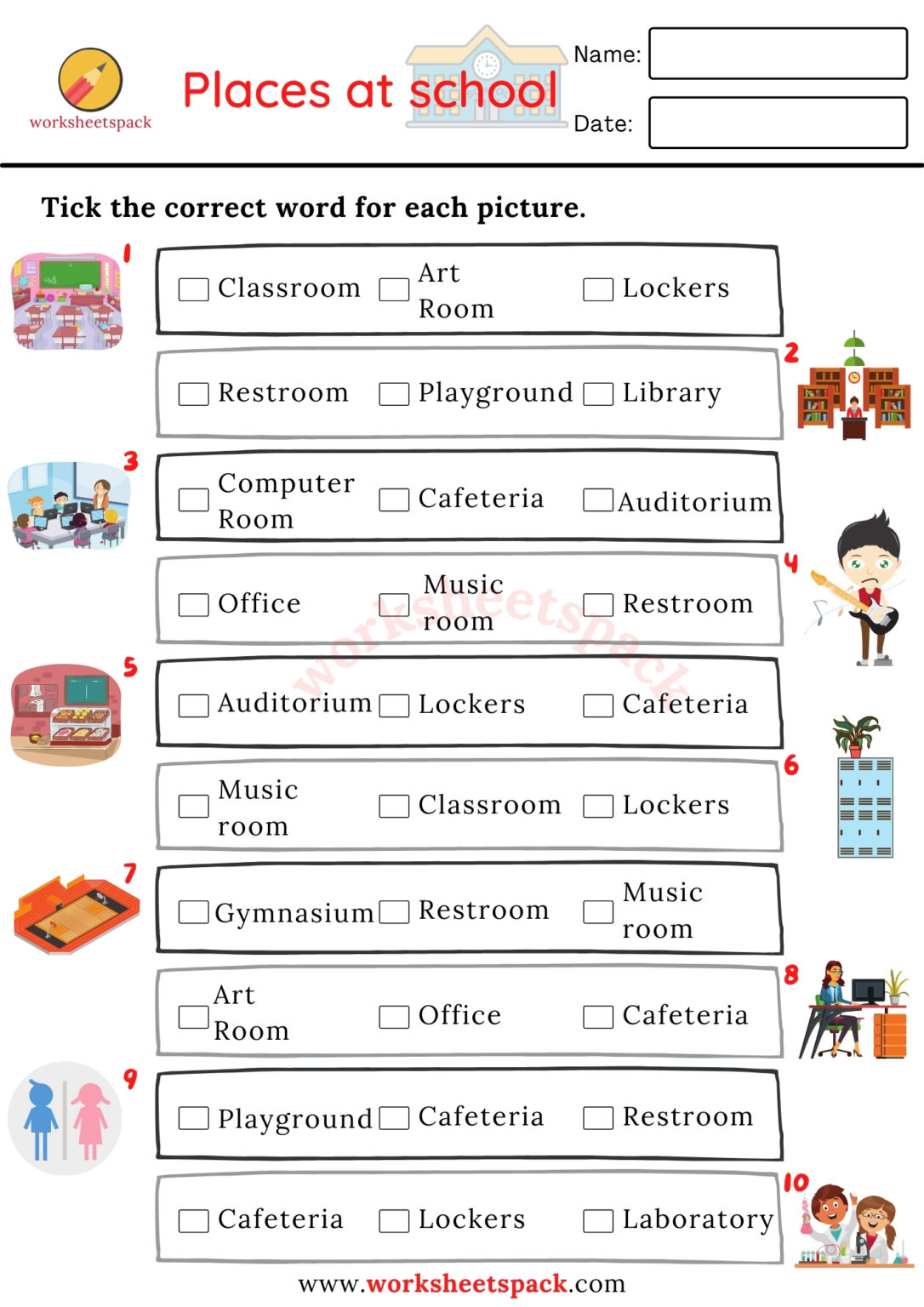 School vocabulary worksheets - worksheetspack