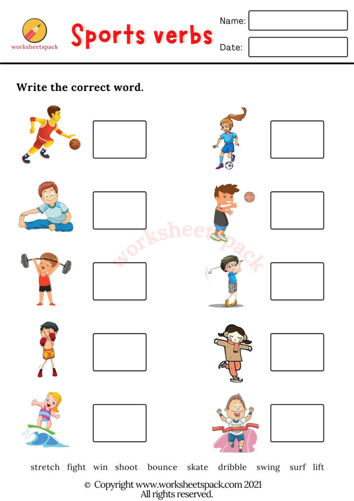 SPORTS VERBS VOCABULARY WORKSHEETS