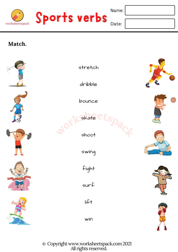 SPORTS VERBS VOCABULARY WORKSHEETS