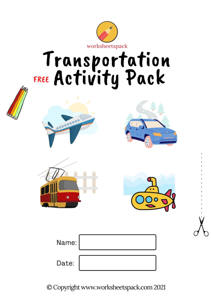Free printable Air, Land, Railway and water transport activities for kids