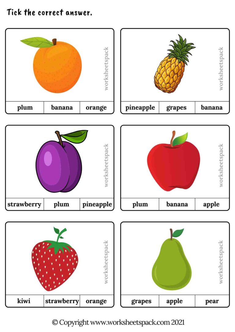 Fruits activities for preschoolers - worksheetspack