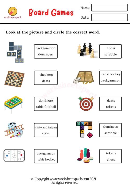 playing board games vocabulary