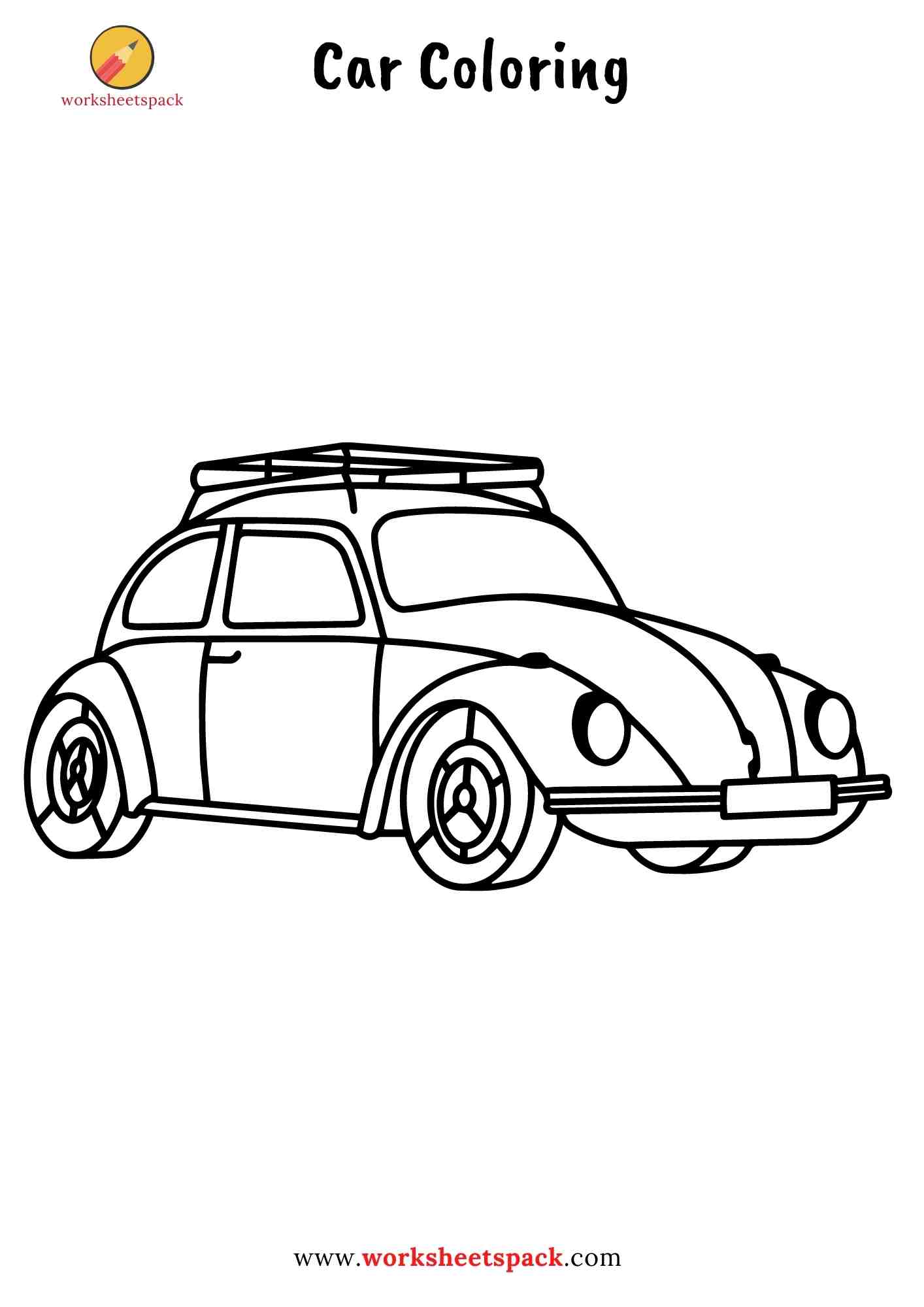 Car coloring pages for kids - worksheetspack