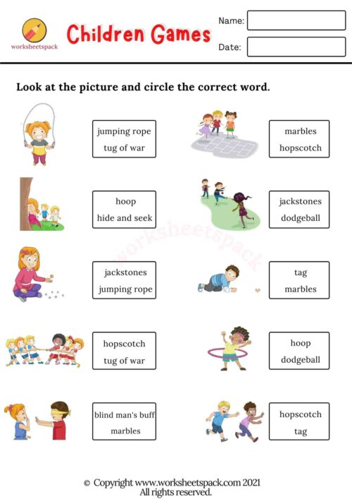 Children Games Worksheets Pdf Worksheetspack