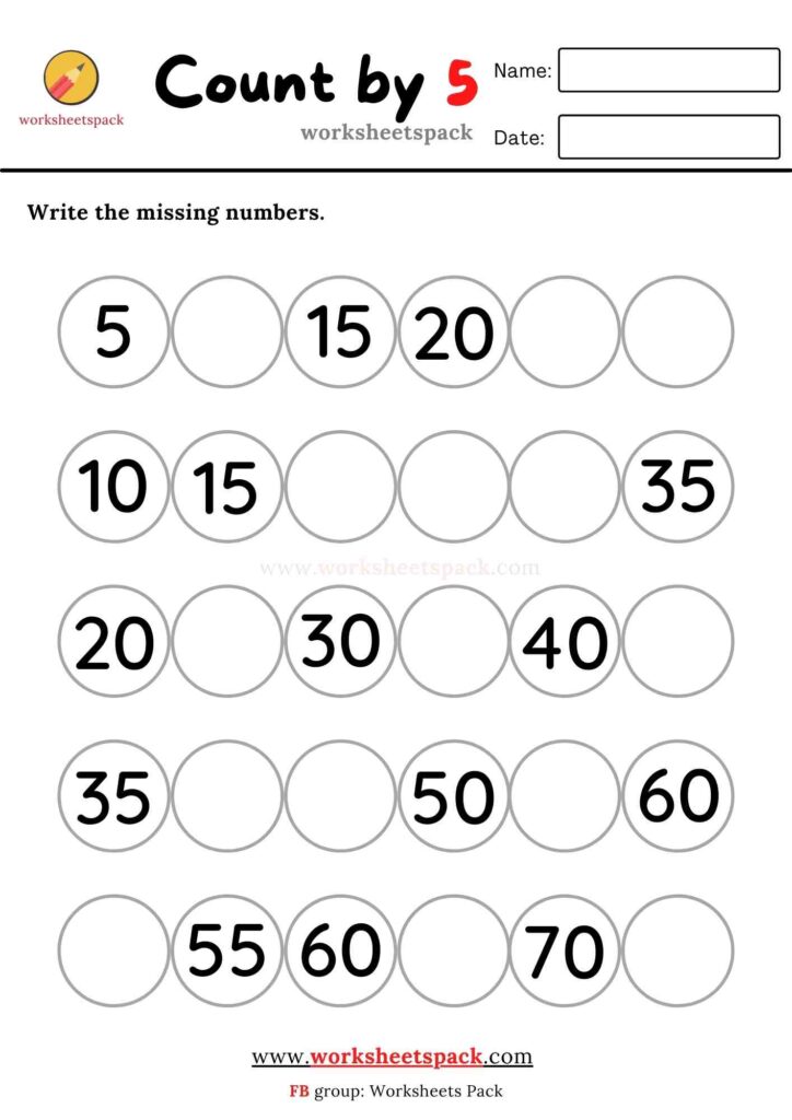 COUNT BY 5 WORKSHEET